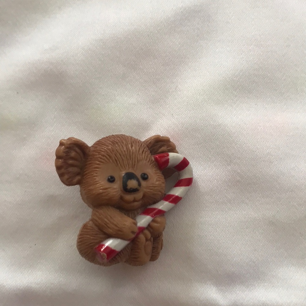 ⚡️FINAL PRICE⚡️ Vintage Christmas Candy Cane Baby Bear Brooch